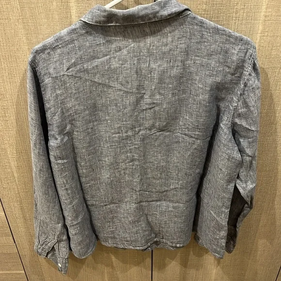 CP shades linen denim ruffle button down shirt - size M - Picture 4 of 8